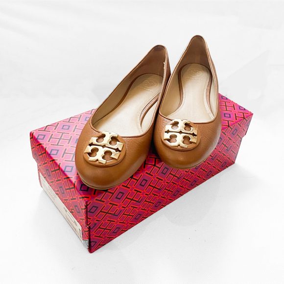Tory Burch Tumbled Leather Claire Ballet Flats - Picture 1 of 9